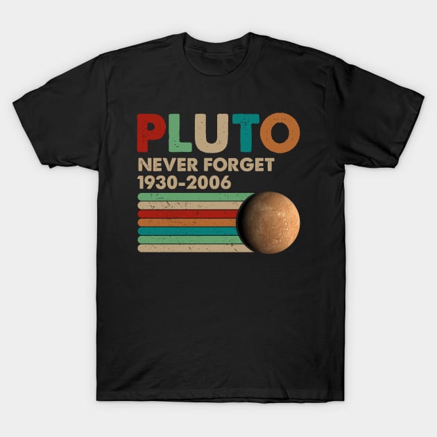 Never Forget Pluto Shirt. Retro Style Funny Space, Science T-Shirt T-Shirt by kimmygoderteart